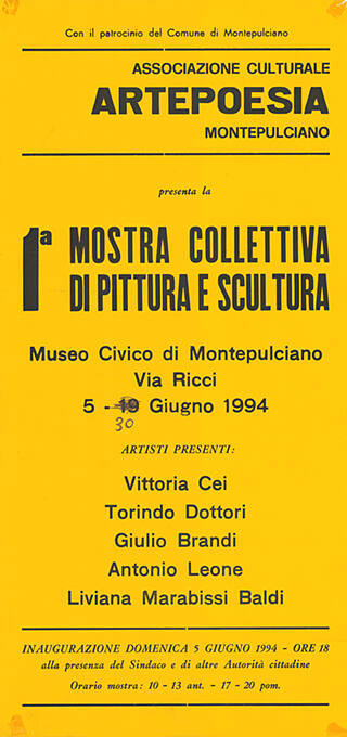 1a mostra colletiva di pittura e scultura, Museo Civico di Montepulciano