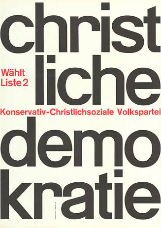 Christliche Demokratie, wählt Liste 2, Konservativ-Christlichsoziale Volkspartei