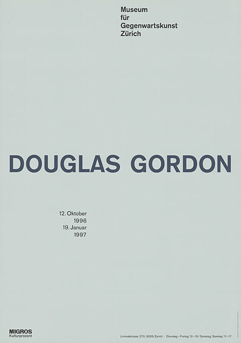 Douglas Gordon, Museum für Gegenwartskunst Zürich