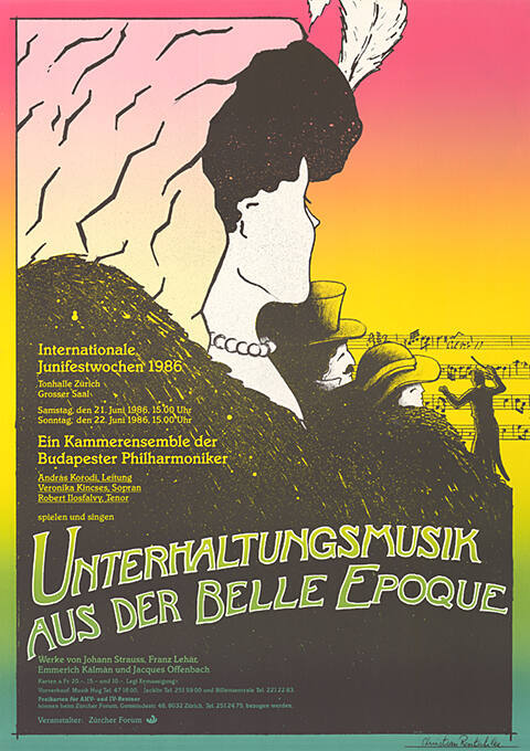 Unterhaltungsmusik aus der Belle Epoque, Internationale Junifestwochen 1986, Tonhalle Zürich