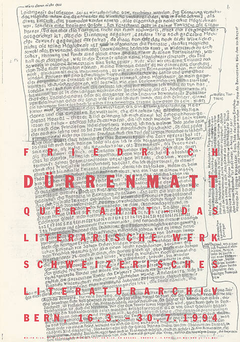 Friedrich Dürrenmatt, Querfahrt – Das literarische Werk, Schweizerisches Literaturarchiv, Bern