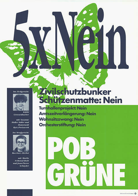 5x Nein, Zivilschutzbunker Schützenmatte: Nein, POB Grüne