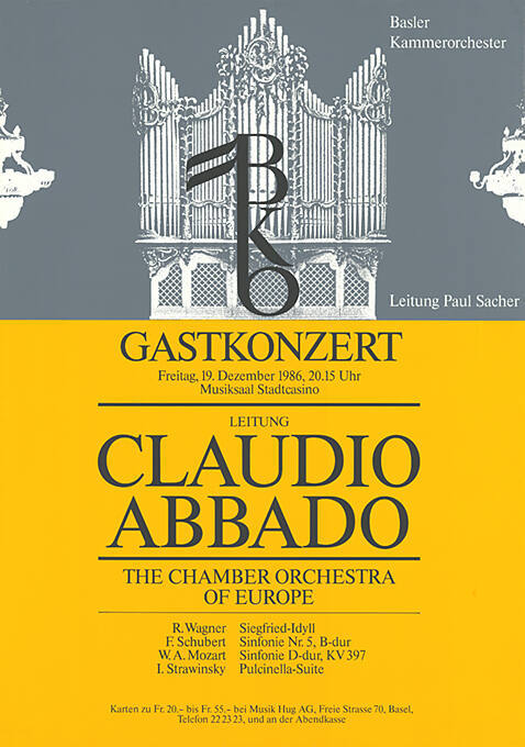 Claudio Abbado, Basler Kammerorchester, Musiksaal Stadtcasino Basel