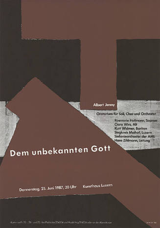 Dem unbekannten Gott, Albert Jenni, Oratorium für Soli, Chor und Orchester, Kunsthaus Luzern