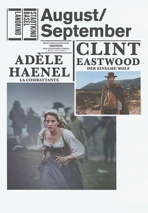 August/September, Clint Eastwood, Adèle Haenel, Stadtkino Basel, Landkino