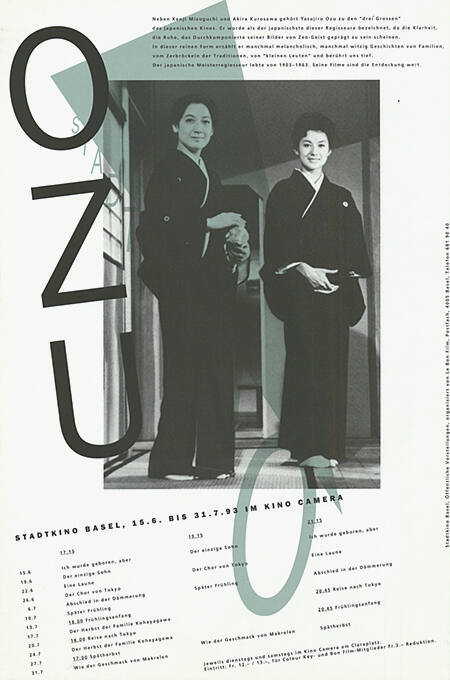 Ozu, Cinema Camera, Stadtkino Basel