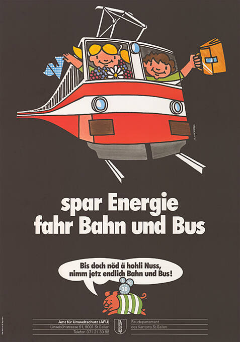 Spar Energie, fahr Bahn und Bus