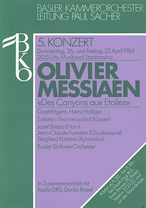 Olivier Messiaen, Basler Kammerorchester, Musiksaal Stadtcasino Basel