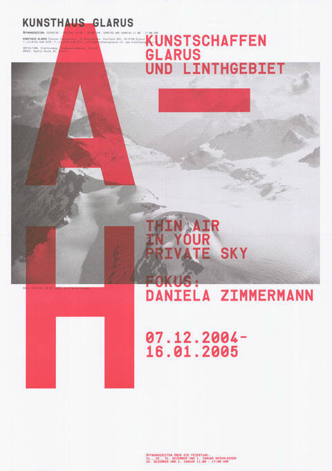 A–H, Kunstschaffen Glarus und Linthgebiet, Fokus: Daniela Zimmermann, Kunsthaus Glarus