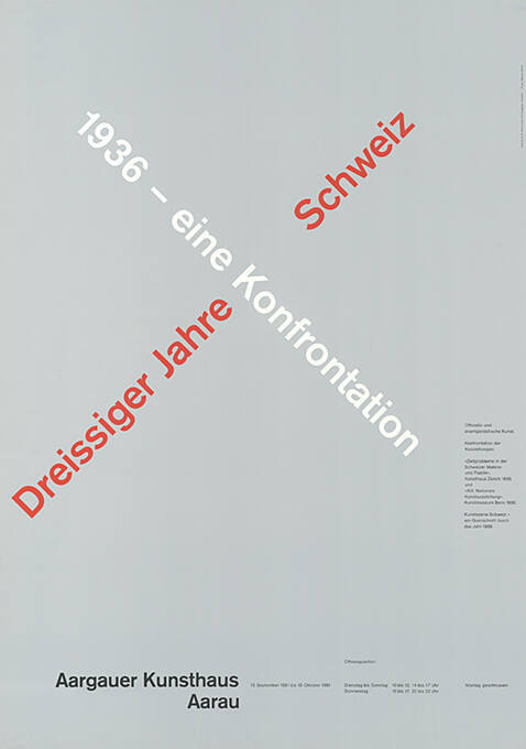 Dreissiger Jahre Schweiz, 1936 – eine Konfrontation, Aargauer Kunsthaus Aarau