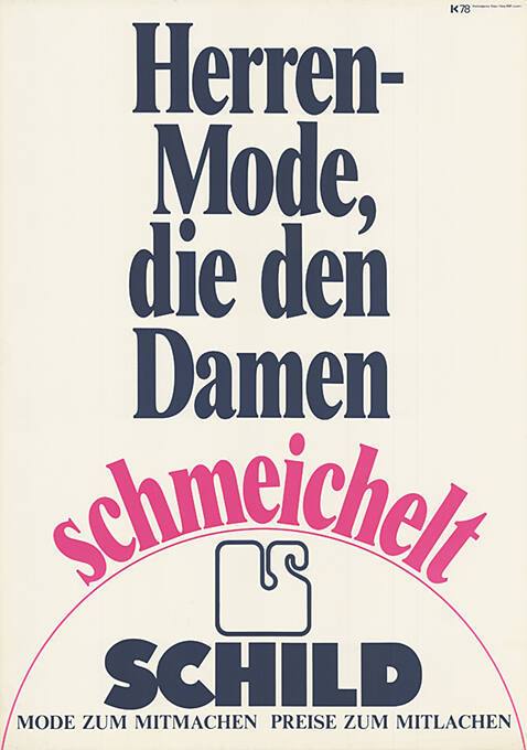 Herrenmode, die den Damen schmeichelt, Schild