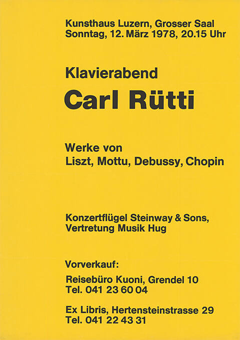 Klavierabend, Carl Rütti, Kunsthaus Luzern