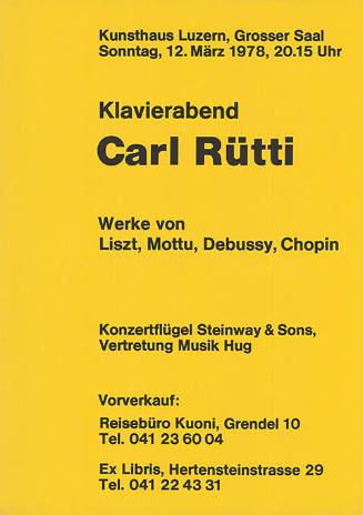 Klavierabend, Carl Rütti, Kunsthaus Luzern