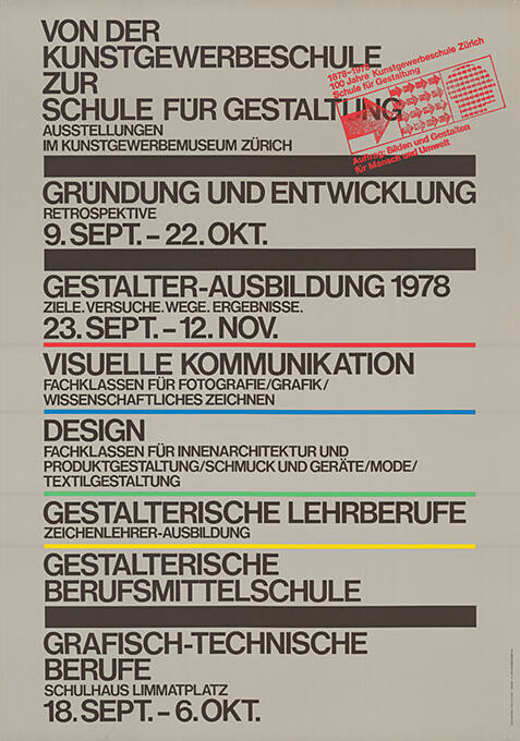 Von der Kunstgewerbeschule zur Schule für Gestaltung, Kunstgewerbemuseum Zürich