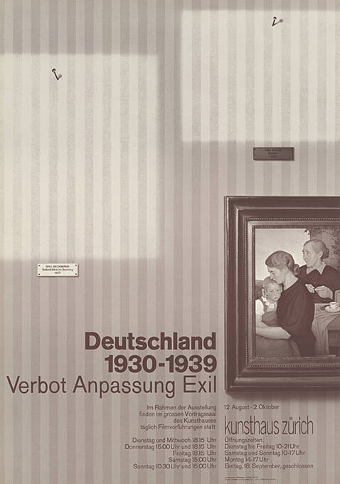 Deutschland 1930–1939, Verbot, Anpassung, Exil, Kunsthaus Zürich