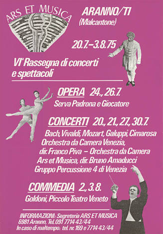 Ars et musica, VI Rassegna di concerti e di spettacoli, Aranno / TI