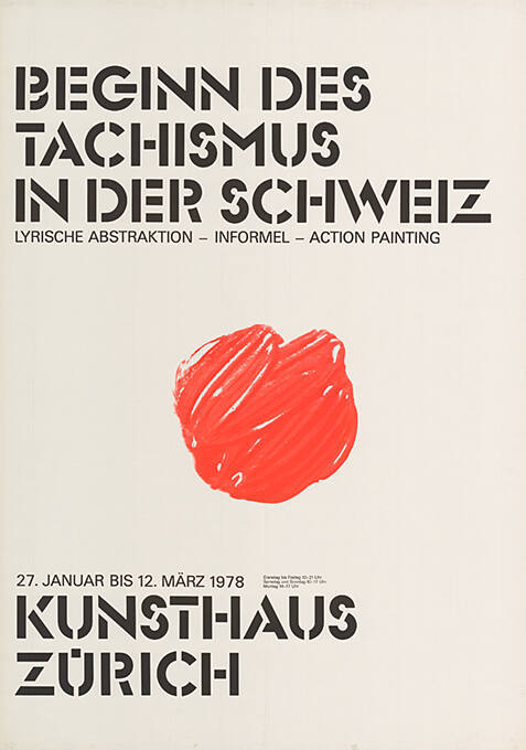 Beginn des Tachismus in der Schweiz, Kunsthaus Zürich