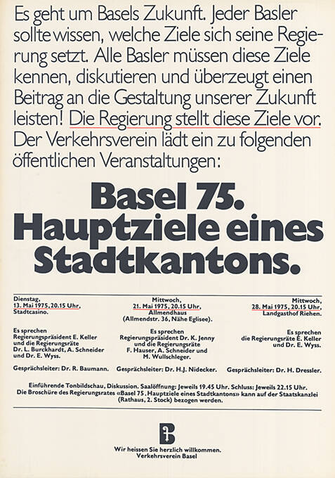 Basel 75. Hauptziele eines Stadtkantons.