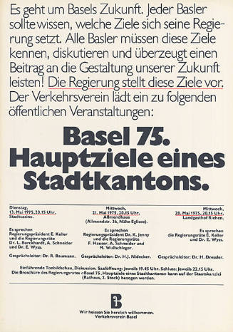 Basel 75. Hauptziele eines Stadtkantons.