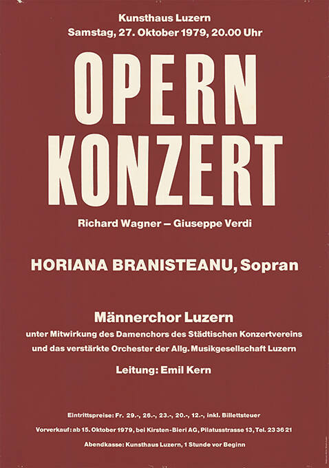 Opernkonzert, Richard Wagner - Giuseppe Verdi, Horiana Branisteanu, Sopran, Männerchor Luzern, Kunsthaus Luzern