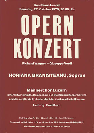 Opernkonzert, Richard Wagner - Giuseppe Verdi, Horiana Branisteanu, Sopran, Männerchor Luzern, Kunsthaus Luzern