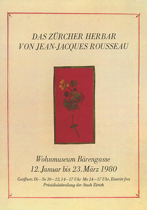 Das Zürcher Herbar von Jean-Jacques Rousseau, Wohnmuseum Bärengasse