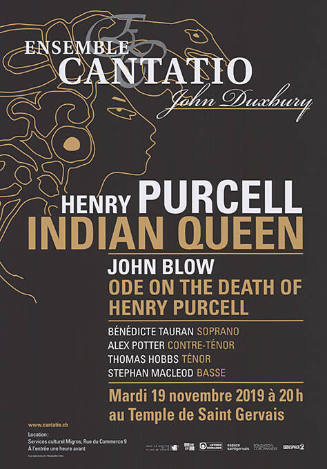 Ensemble Cantatio, Henry Purcell, India Queen, Temple de Saint Gervais