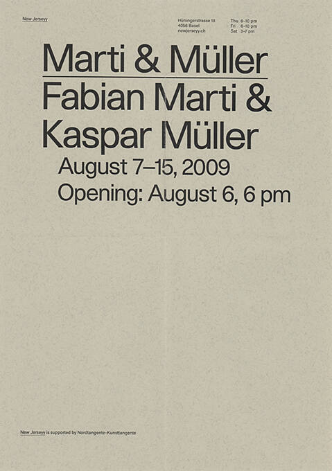 Marti & Müller, Fabian Marti & Kaspar Müller, New Jerseyy, Basel