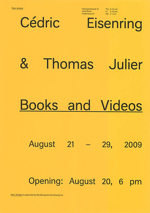 Cédric Eisenring & Thomas Julier, Books and Videos, New Jerseyy, Basel