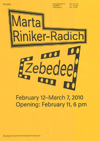 Marta Riniker-Radich, Zebedee, New Jerseyy, Basel