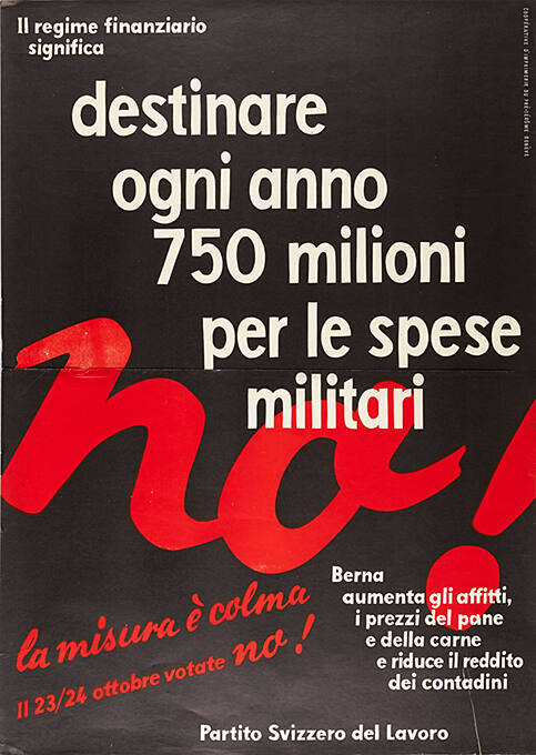 Destinare ogni anno 750 milioni per le spese militari, No!