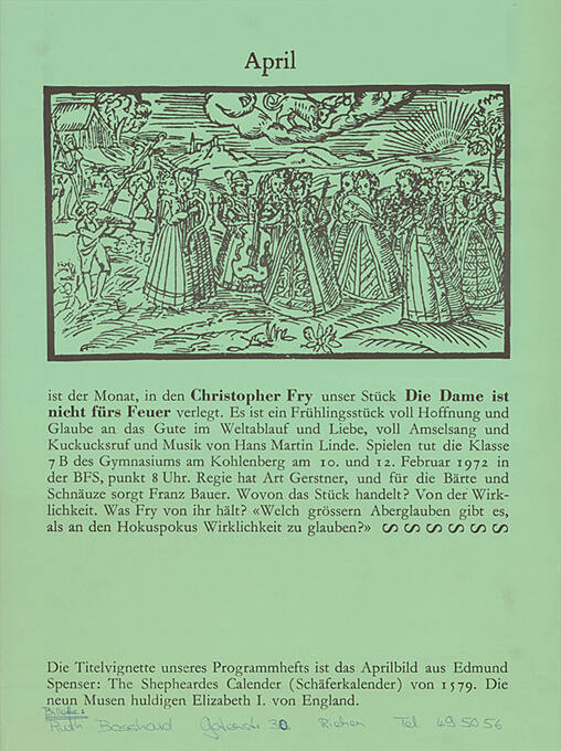 April, Christopher Fry, Die Dame ist nicht fürs Feuer