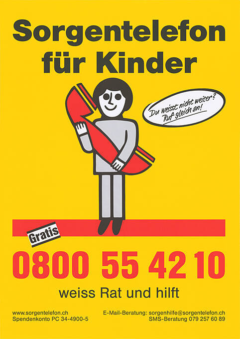 Sorgentelefon für Kinder, 0800 55 42 10, Weiss Rat und hilft