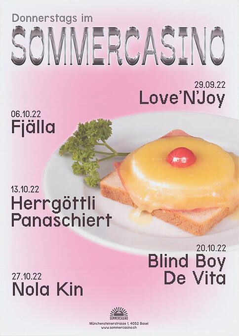 Donnerstags im Sommercasino, Love’N’Joy, Fjälla, Herrgöttli Panaschiert, Blind Boy de Vita, Nola Kin