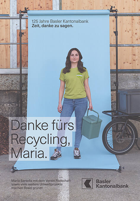 Danke fürs Recycling, Maria. Basler Kantonalbank