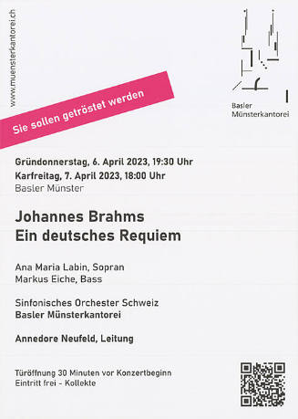 Sie sollen getröstet werden, Johannes Brahms, Ein Deutsches Requiem, Basler Münster