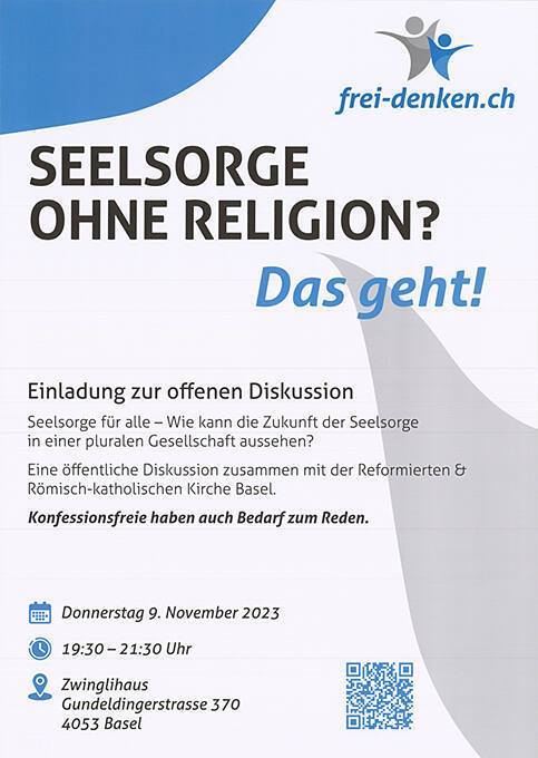 Seelsorge ohne Religion? Das geht! Zwinglihaus Basel