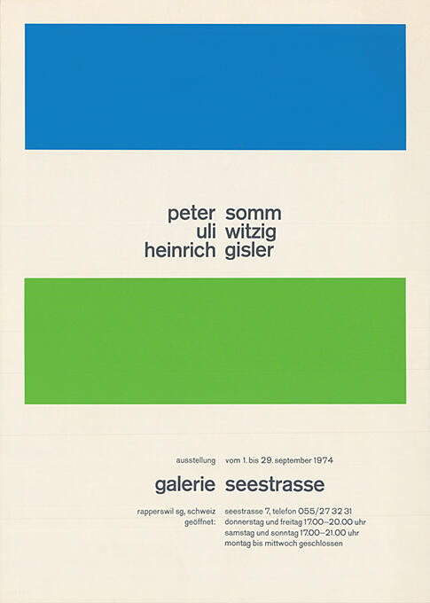 Peter Somm, Uli Witzig, Heinrich Gisler, Galerie 58, Rapperswill SG