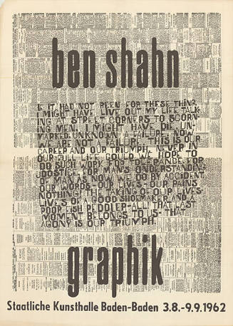 Ben Shahn, Graphik, Staatliche Kunsthalle Baden-Baden