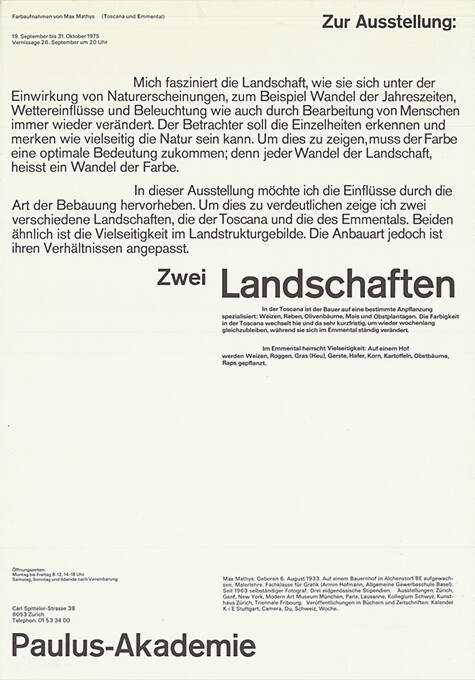 Zwei Landschaften, Max Mathys, Paulus-Akademie