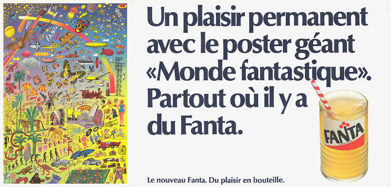 Un plaisir permanent avec le poster géant «Monde fantastique». Fanta Citro, Le nouveau Fanta. Du plaisir en Bouteille.