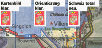 Kartenbild klar. Orientierung klar. Schweiz total klar. Hallwag