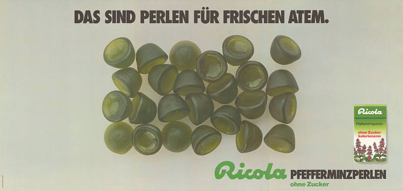 Das sind Perlen für frischen Atem. Ricola, Pfefferminzperlen
