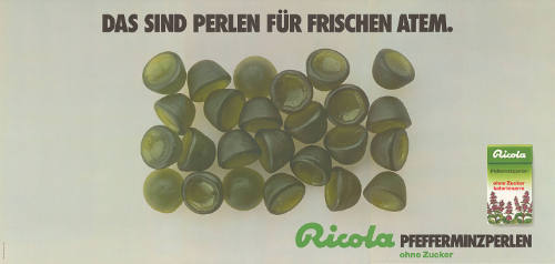 Das sind Perlen für frischen Atem. Ricola, Pfefferminzperlen