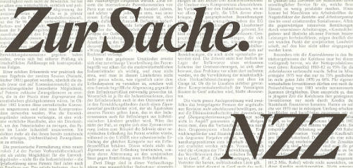 Zur Sache. NZZ