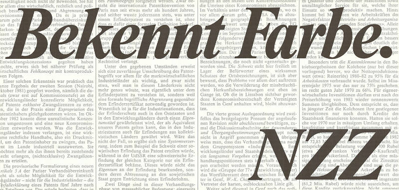 Bekennt Farbe. NZZ