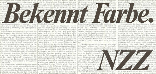 Bekennt Farbe. NZZ