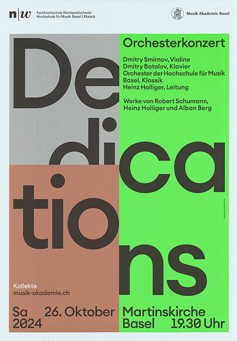 Dedications, Orchesterkonzert, Martinskirche Basel