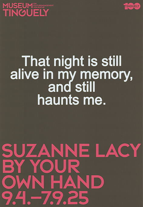 That night […], Suzanne Lacy, By your own hand, Museum Tinguely
