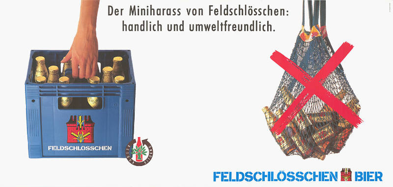 Der Miniharass von Feldschlösschen: handlich und umweltfreundlich. Feldschlösschen Bier